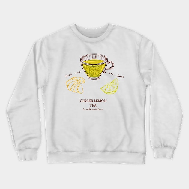 Ginger Lemon Tea Crewneck Sweatshirt by Mako Design 